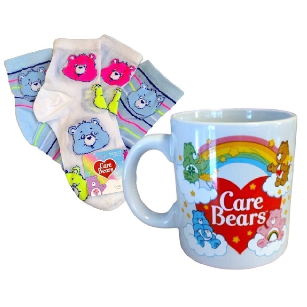 Care Bears Printed Mug with 2 Pairs Neon Capri Socks Bundle NWT